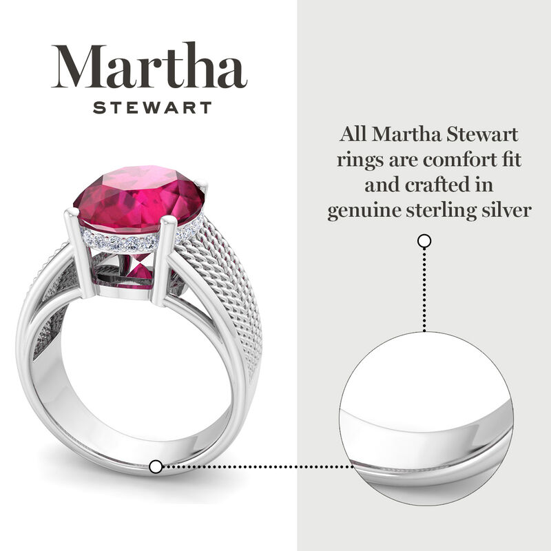 Martha Stewart 6 3/4ctw. Oval Ruby & Lab Grown Diamond Hidden Halo Ring In Sterling Silver image number null